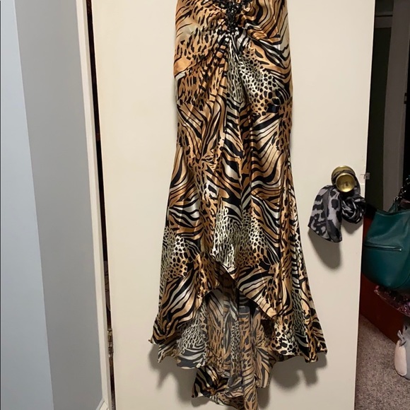 Halter Top Animal Print Prom Dress - Picture 2 of 3
